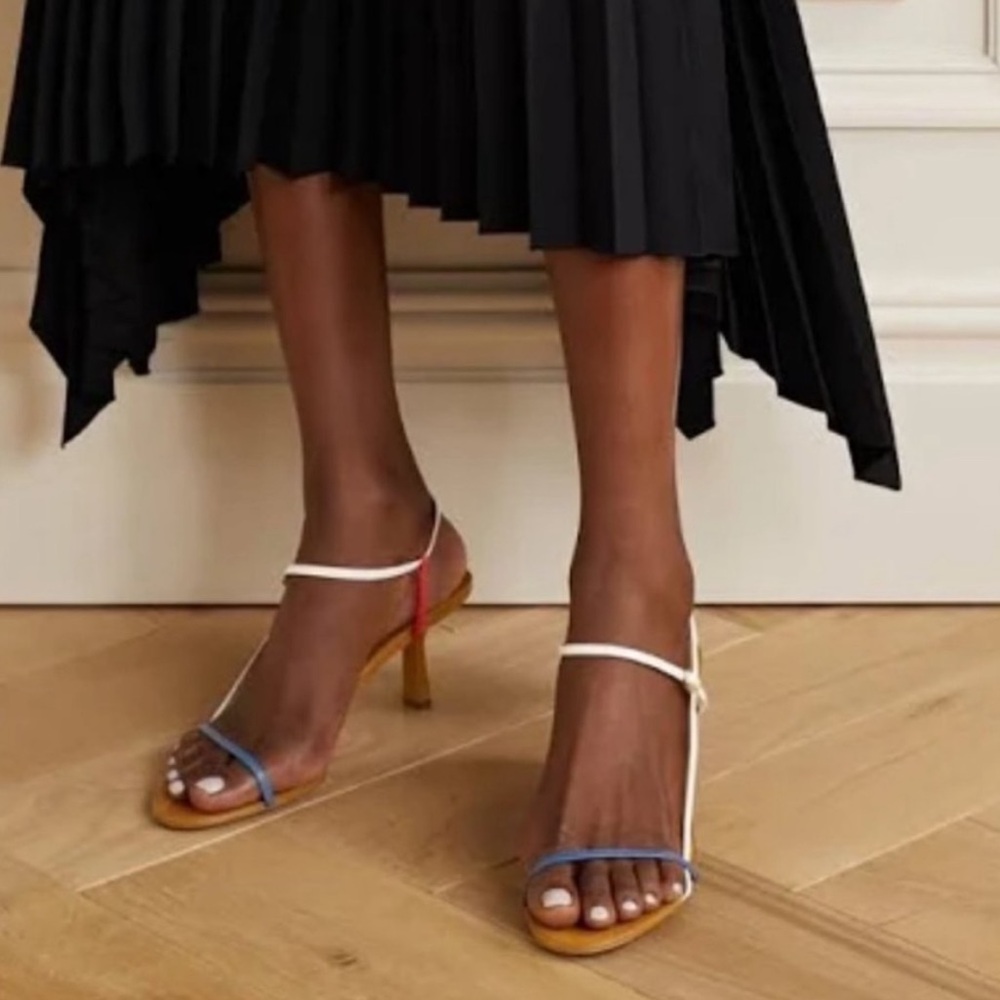 The Row | The Bare Sandal White, Blue, Red Strappy Heels